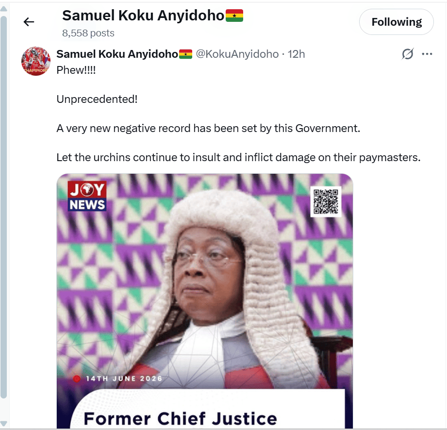 Koku Anyidoho Describes Sophia Akuffo’s Resignation from Council of State as a ‘Negative Record’ for Government