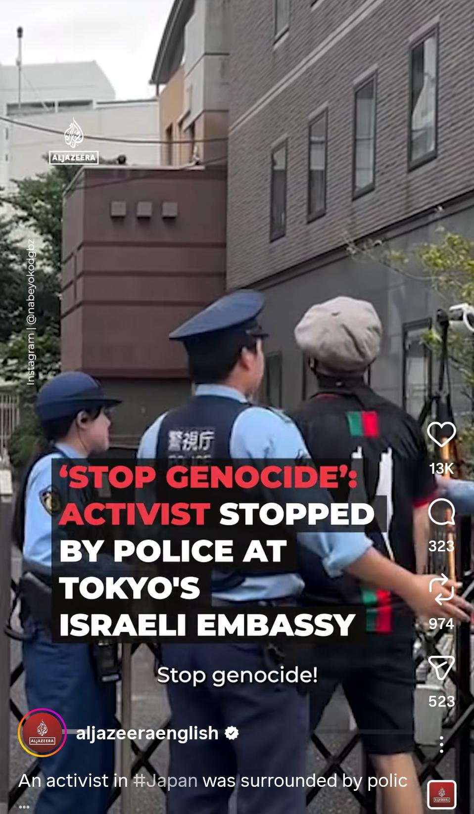 Japanese Activist Detained by Police After Anti-War Protest Outside Israeli Embassy in Tokyo
