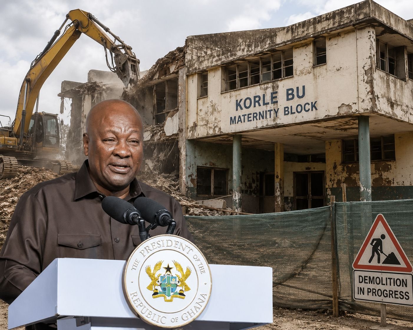 Mahama Orders Demolition of Korle Bu's Ageing Maternity Block