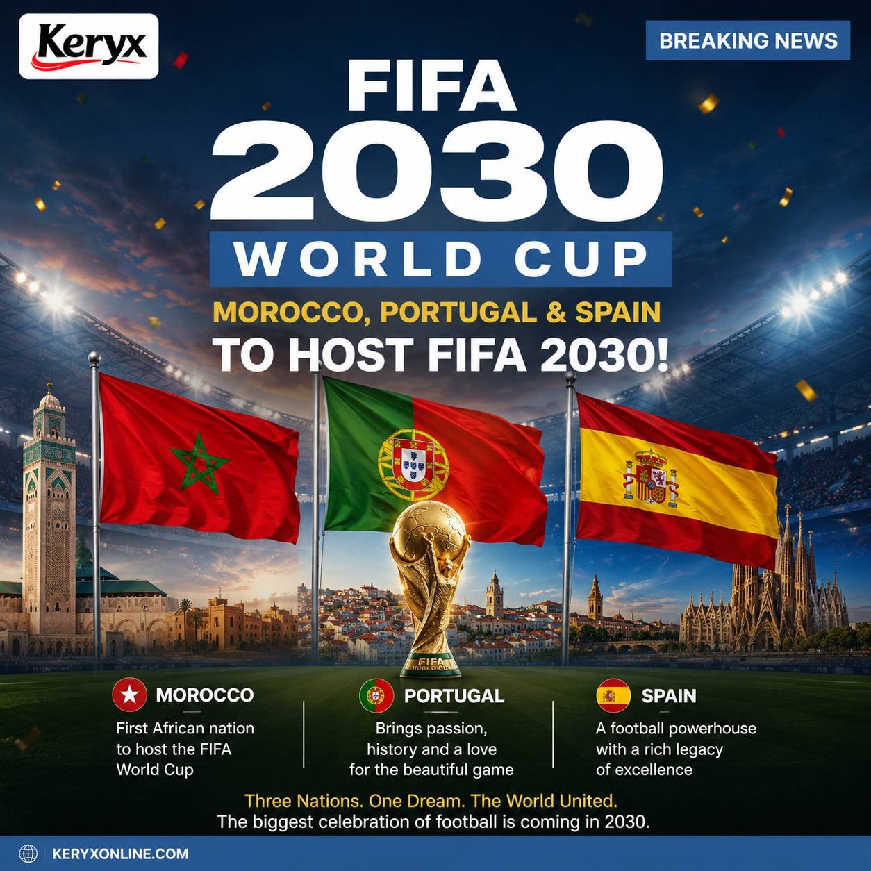 FIFA Confirms Morocco, Spain and Portugal as Main Hosts of 2030 World Cup